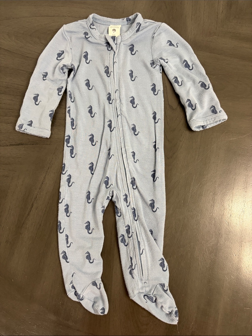 kate quinn Blue Seahorse Footed One-Piece size NB